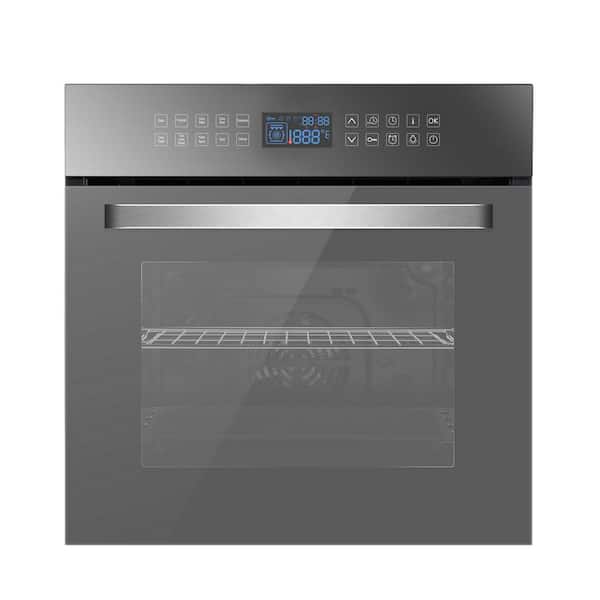 Empava 24 in. Single Electric Wall Oven 10 Cooking Functions with Rotisserie and Convection Touch Control in Silver Glass
