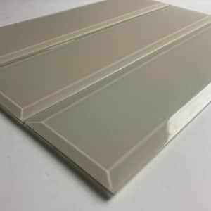 Frosted Elegance Beveled Subway 3 in. x 12 in. Glossy Glittery Cream Glass Wall Tile (14 Sq. Ft./Case)
