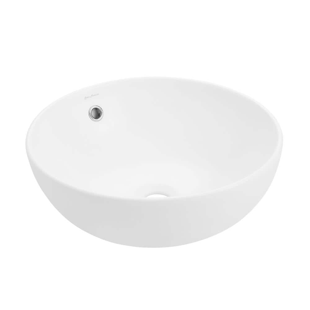Matte White Ceramic Round Above-Counter Vessel Sink