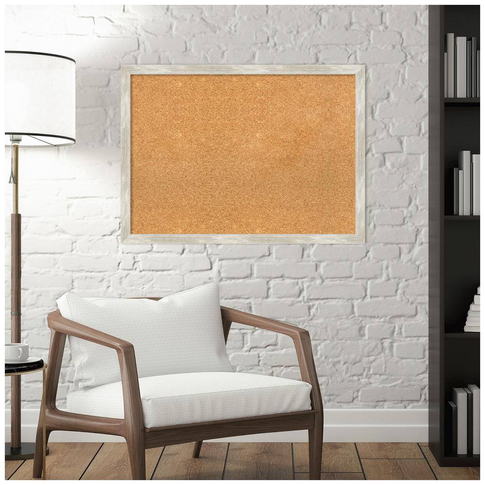 Natural Cork Board with Crackled Metallic Silver Frame