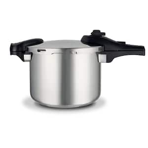 Turbo 6 qt. Silver 15-PSI Stove Top Pressure Cooker Induction Compatible with Easy-Lock Lid
