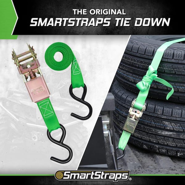 SmartStraps 10' 900-pound Standard Ratchet Tie Down Pack of 4 Green