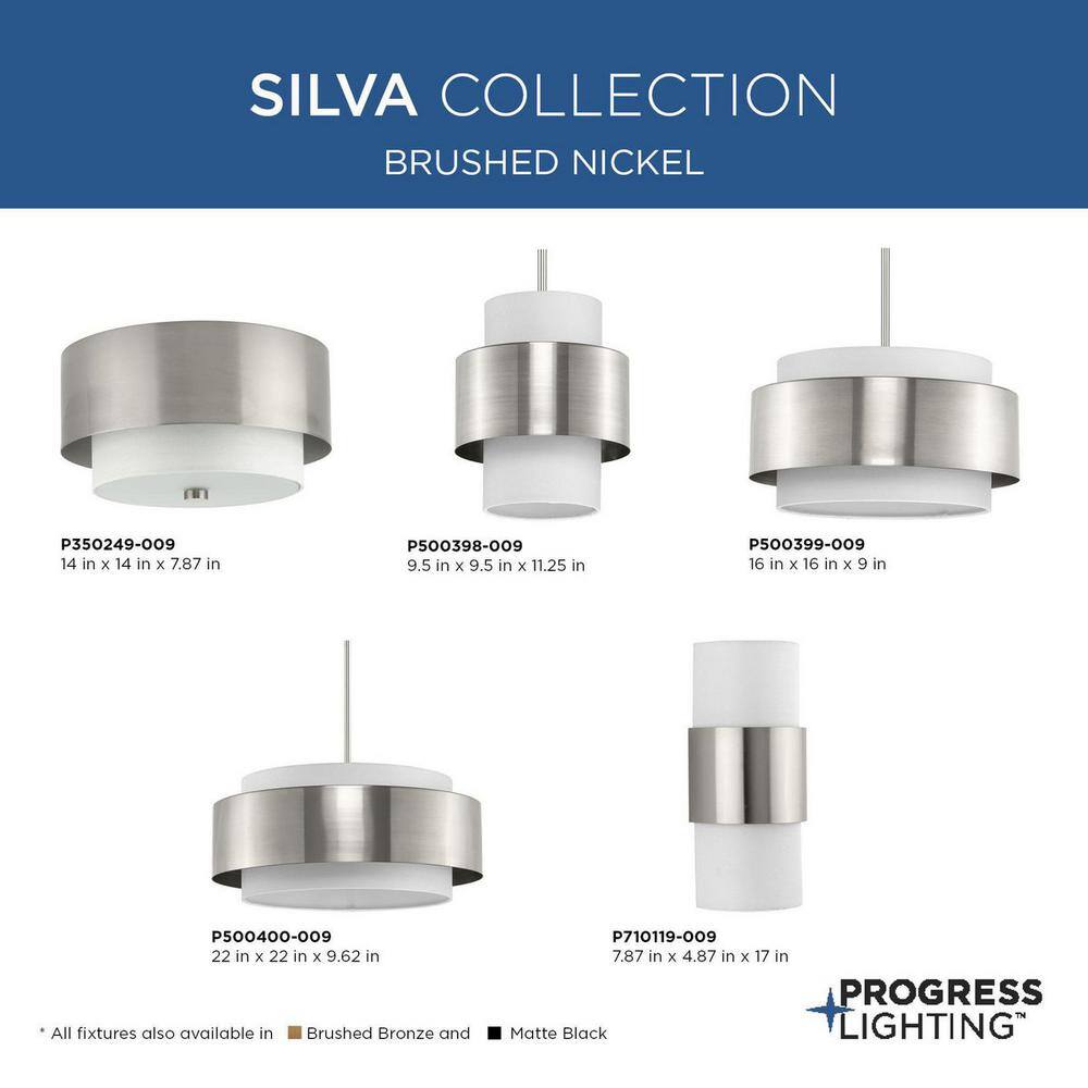 Silva Brushed Nickel Glass Drum Pendant Light