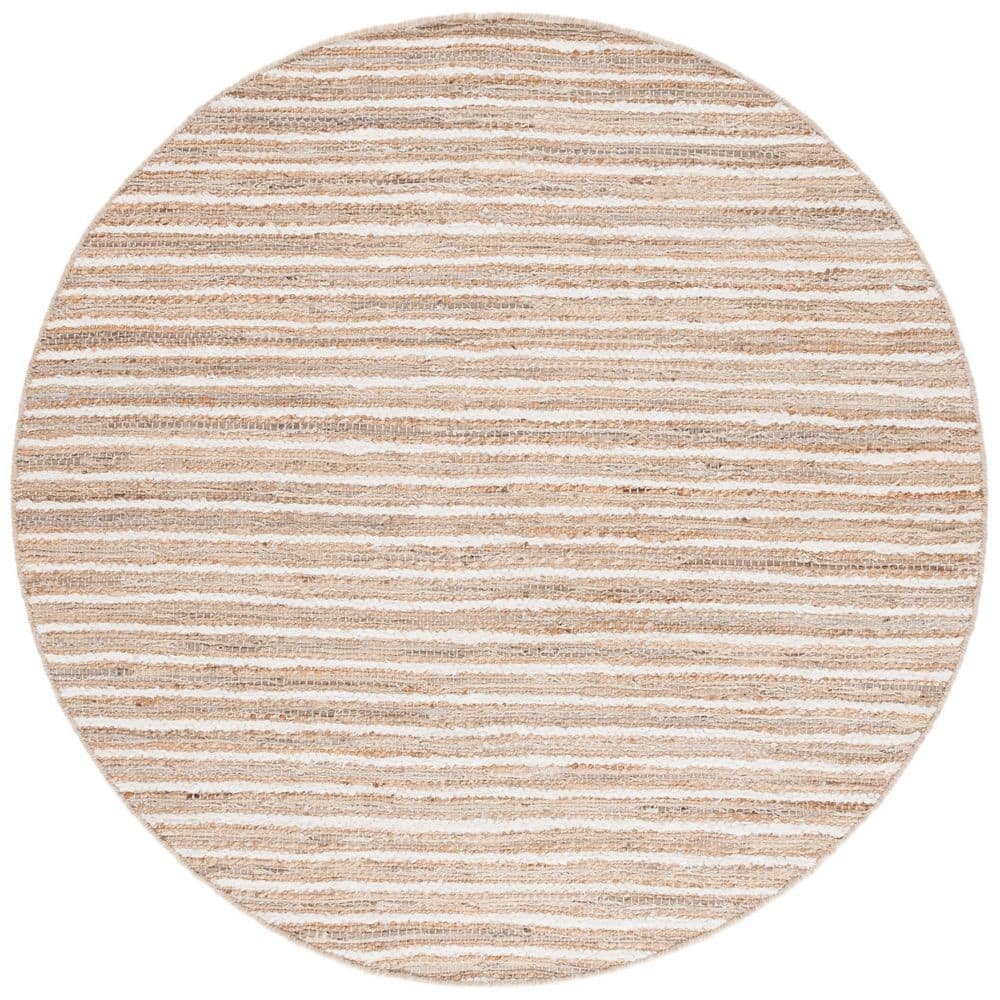 Cape Cod 6 ft. x 6 ft. Natural/Beige Striped Distressed Abstract Round Area Rug price history on PriceWatchPro