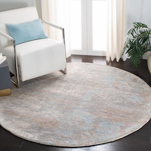 Restoration Vintage Gray/Blue 6 ft. x 6 ft. Round Abstract Area Rug