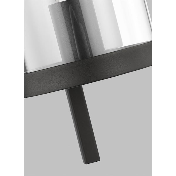 Generation Lighting - Eastham 5.75 in. W x 20.5 in. H Textured Black Outdoor Hardwired Medium Wall Lantern Sconce with No Bulbs Included