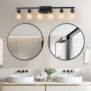 36 in. 6-Light Black Vanity Lights Fixture with No Bulbs Included