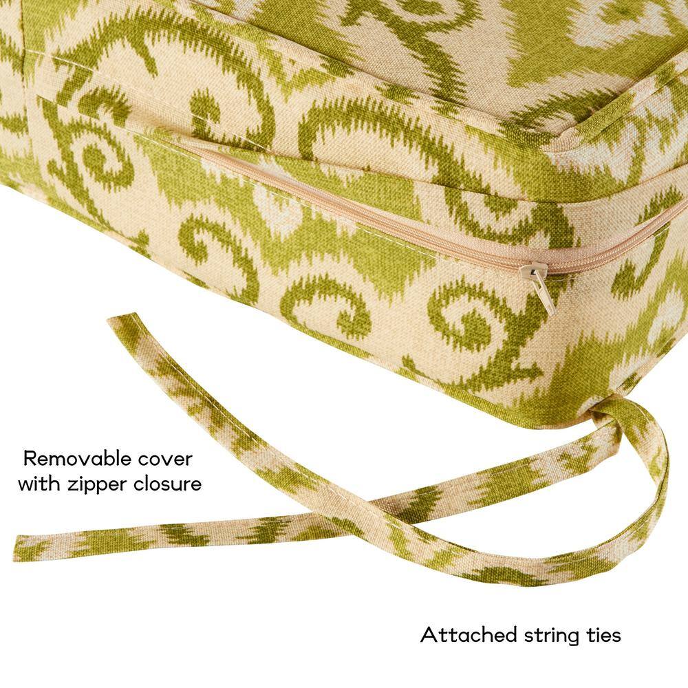 Shoreham Ikat Green and Beige Polyester Lounge Chair Cushion Set