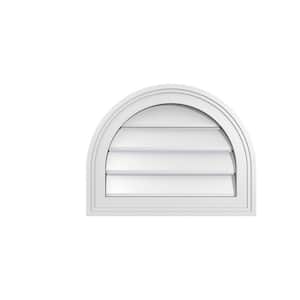 18 in. x 14 in. Round Top White PVC Paintable Gable Louver Vent Functional