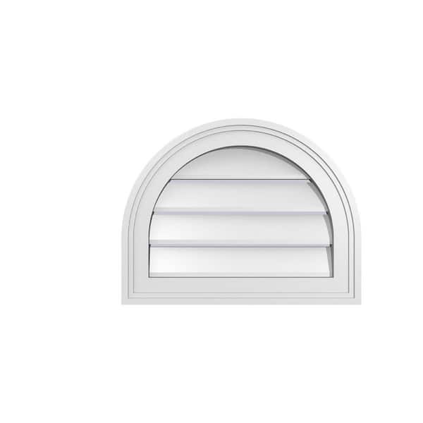 Ekena Millwork 18 in. x 14 in. Round Top White PVC Paintable Gable Louver Vent Functional