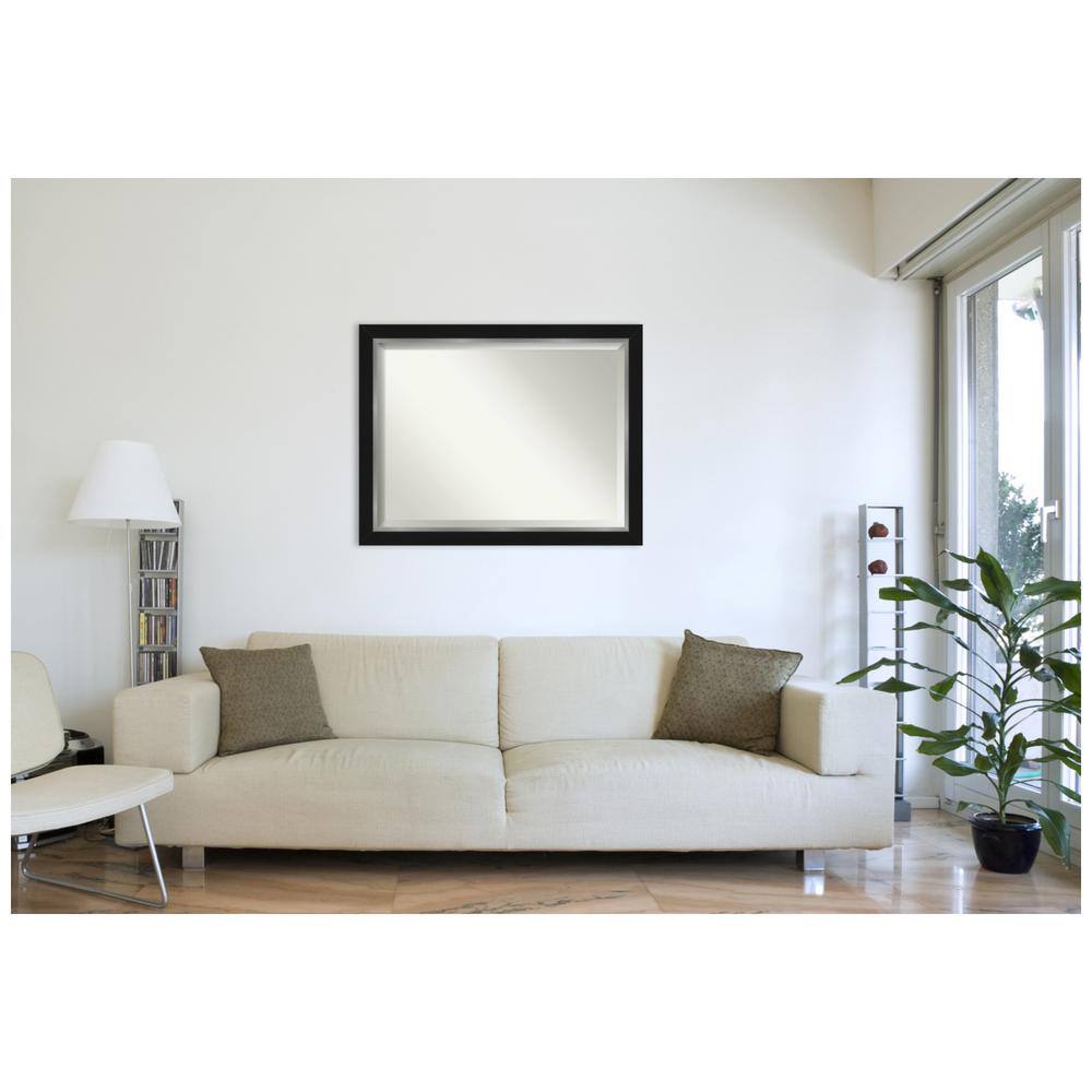 Eva 45" x 35" Black and Silver Beveled Wall Mirror
