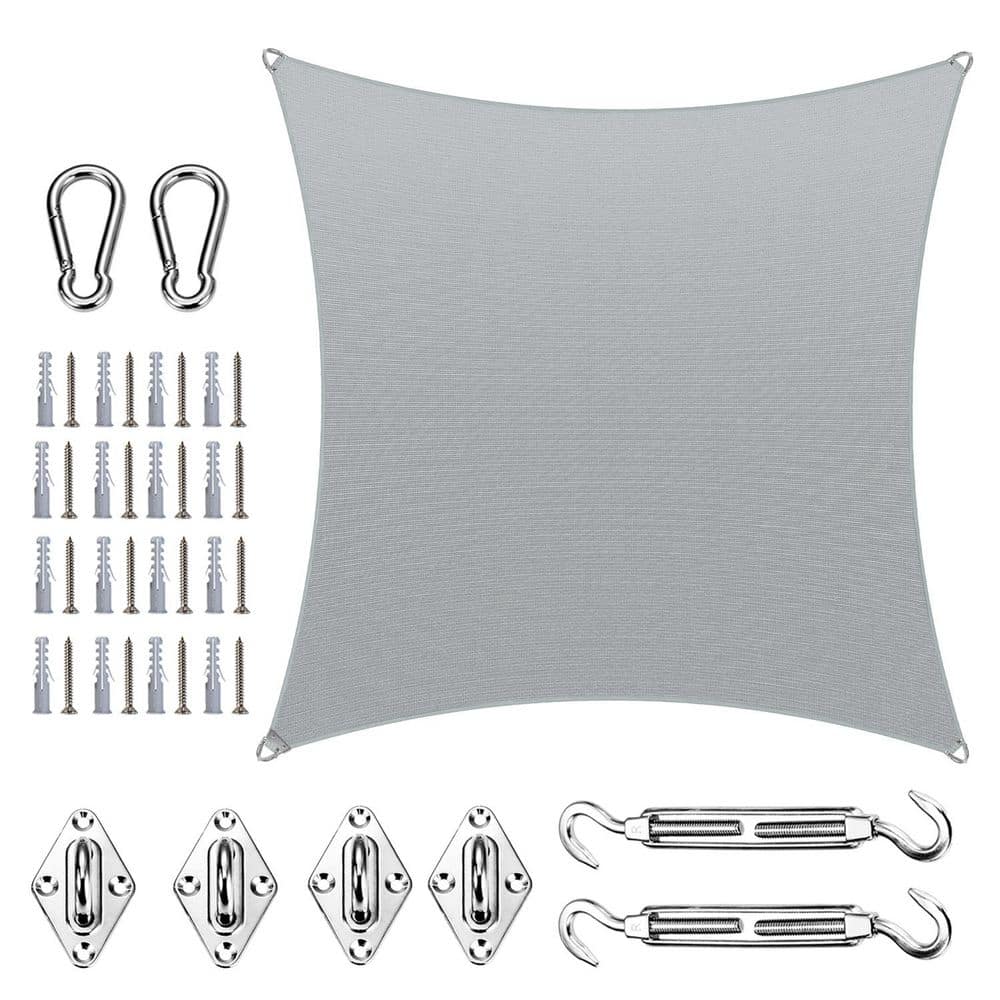16 ft. x 16 ft. Square Pro Ring Sun Shade Sail with Hardware Kit-Grey price history on PriceWatchPro