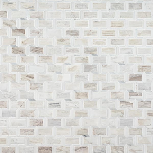 Angora Framework 12 in. x 12 in. x 10mm Polished Marble Mesh-Mounted Mosaic Tile (10 sq. ft./case) Angora Framework 12 in. x 12 in. x 10mm Polished Marble Mesh-Mounted Mosaic Tile (10 sq. ft./case)