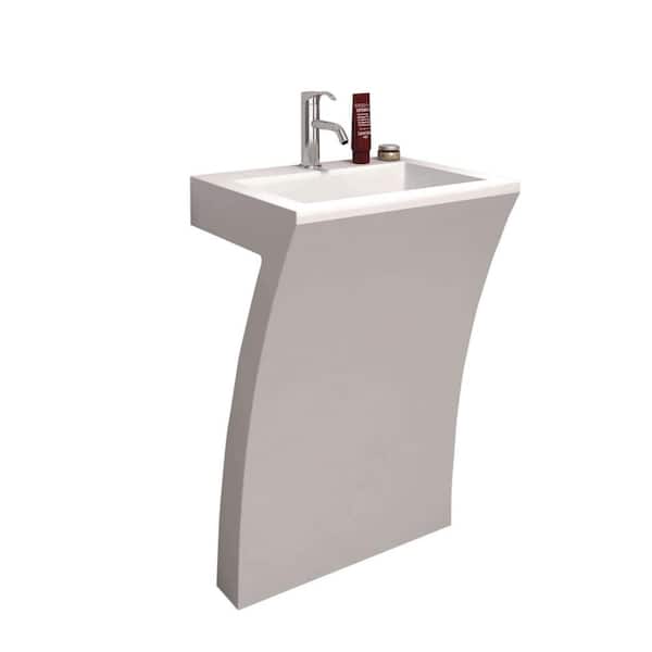 FINE FIXTURES Cedar Falls 22 in. W x 18 in. L Specialty Acrylic Pedestal Sink and Basin Combo in Modern White