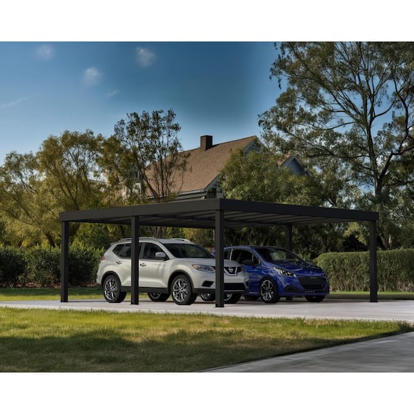 Oslo 20 ft. x 20 ft. Black/Gray Opaque Double Carport