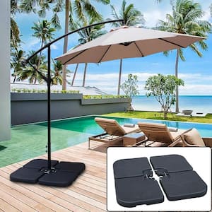130 lbs. Capacity Weighted Cantilever and Offset Patio Umbrella Base in Black (4-Piece)