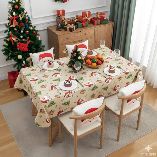 RAY STAR 60'' X 84'' Christmas Table Cloth Waterproof Vinyl