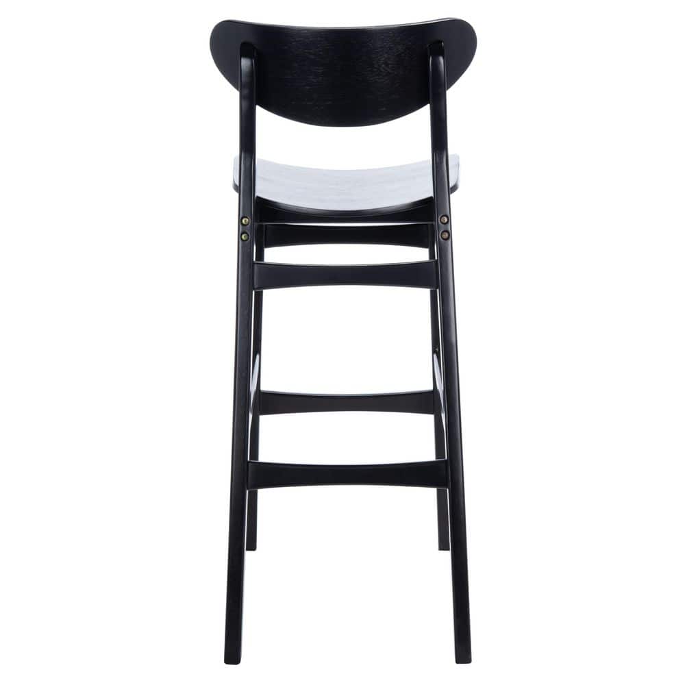 Mid-Century Sleek Black Wood Bar Stool, Set of 2