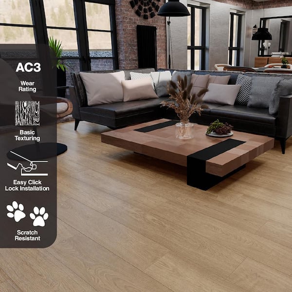 TrafficMaster Sweetwater Oak 7 mm x 7.6 in. W Laminate Wood