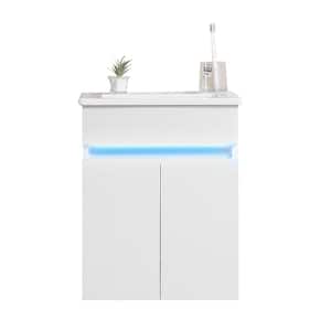 Victoria 16 in. W x 16 in. D x 20 in. H Wall Mounted Single Sink Bath Vanity in White with Solid Wood and Ceramic Top