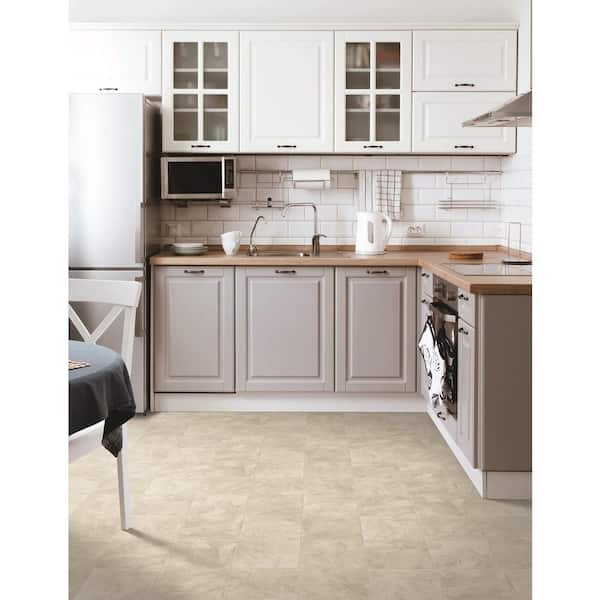 Take Home Sample - White Smoke Stone 10 MIL 6 in. x 9 in. Waterproof Vinyl Sheet Flooring