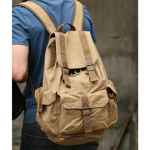 washed canvas backpack