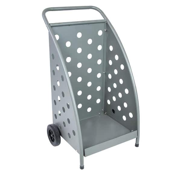 Sunnydaze 34 in. H x 20.5 in. W Gray Powder-Coated Steel Firewood Rack Log Cart