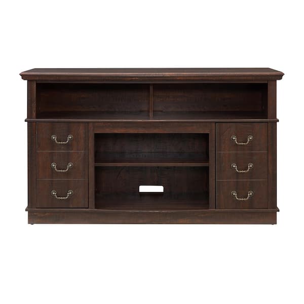 Retro Series Espresso TV Stand Entertainment Center Fits TVs Up to 65 in. with Storage and Cable Management