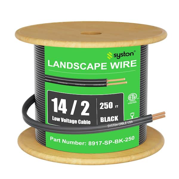 500 FT. Black 14/2 Stranded Bare Copper Direct Burial Low-Voltage Landscape Lighting Wire