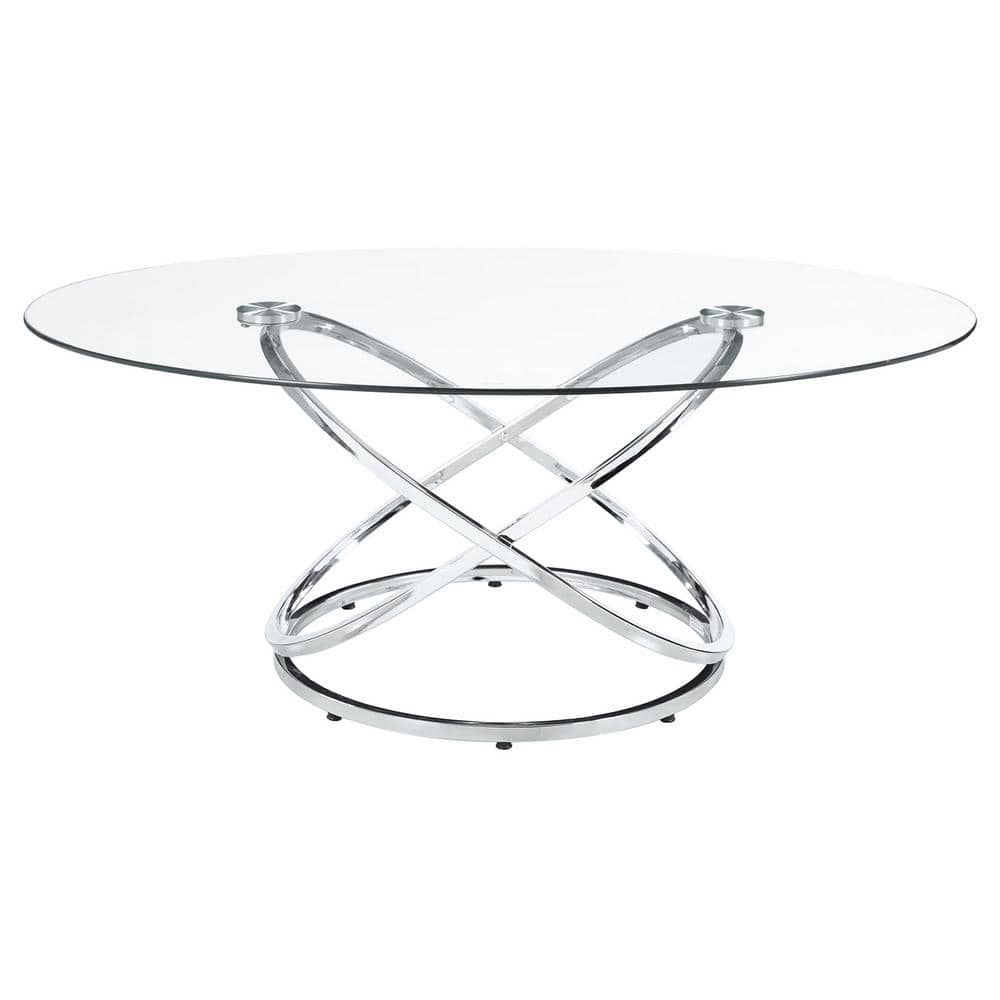 Ecliptic Chrome & Glass Oval Coffee Table Set
