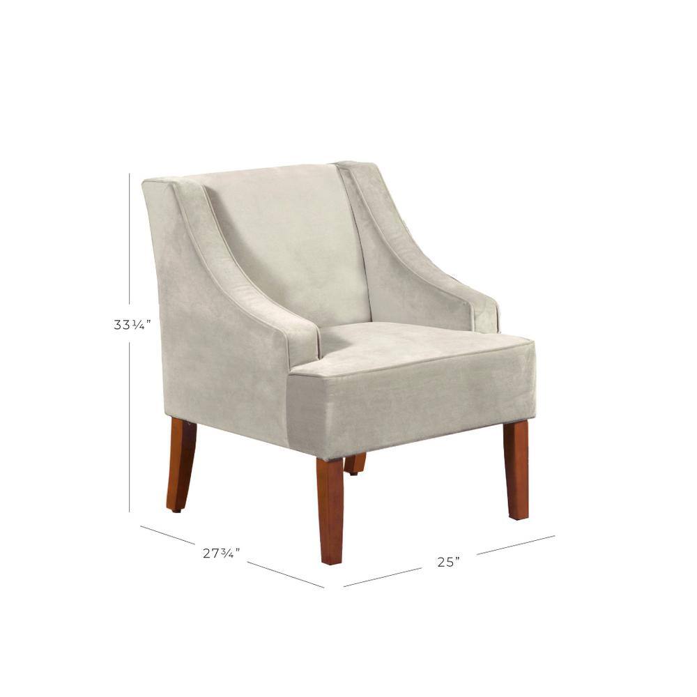 Elegant Gray Velvet Wood Accent Chair with Swoop Arms