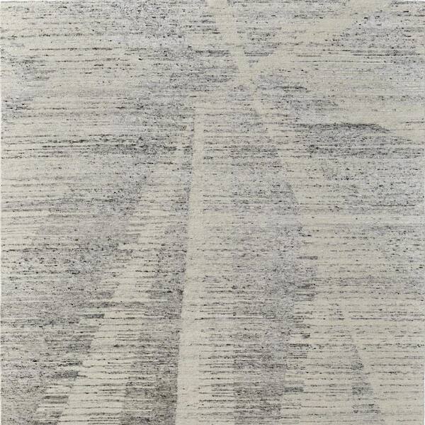 2 ft. x 3 ft. Ivory and Gray Abstract Hand Knotted Worn Faded Area Rug