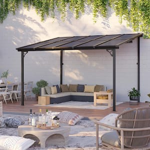 12 ft. x 10 ft. Outdoor Aluminum Wall-Mounted Gazebo Pergola for Patio Covers