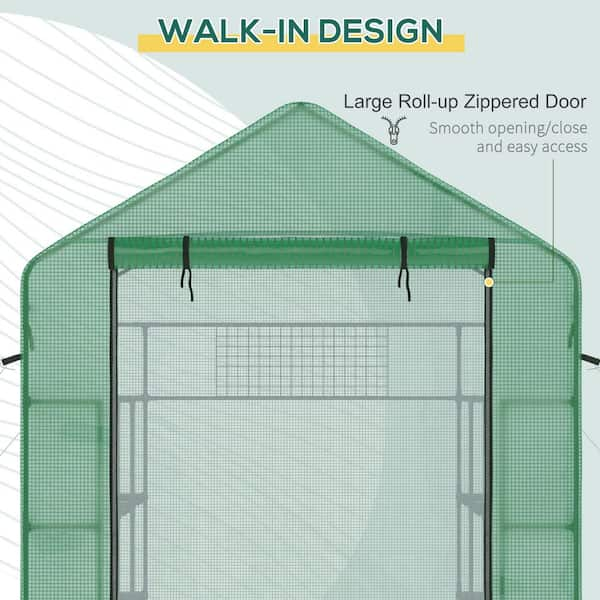 Outsunny 8 ft. x 6 ft. x 7 ft. Walk-in Greenhouse with Mesh Door 