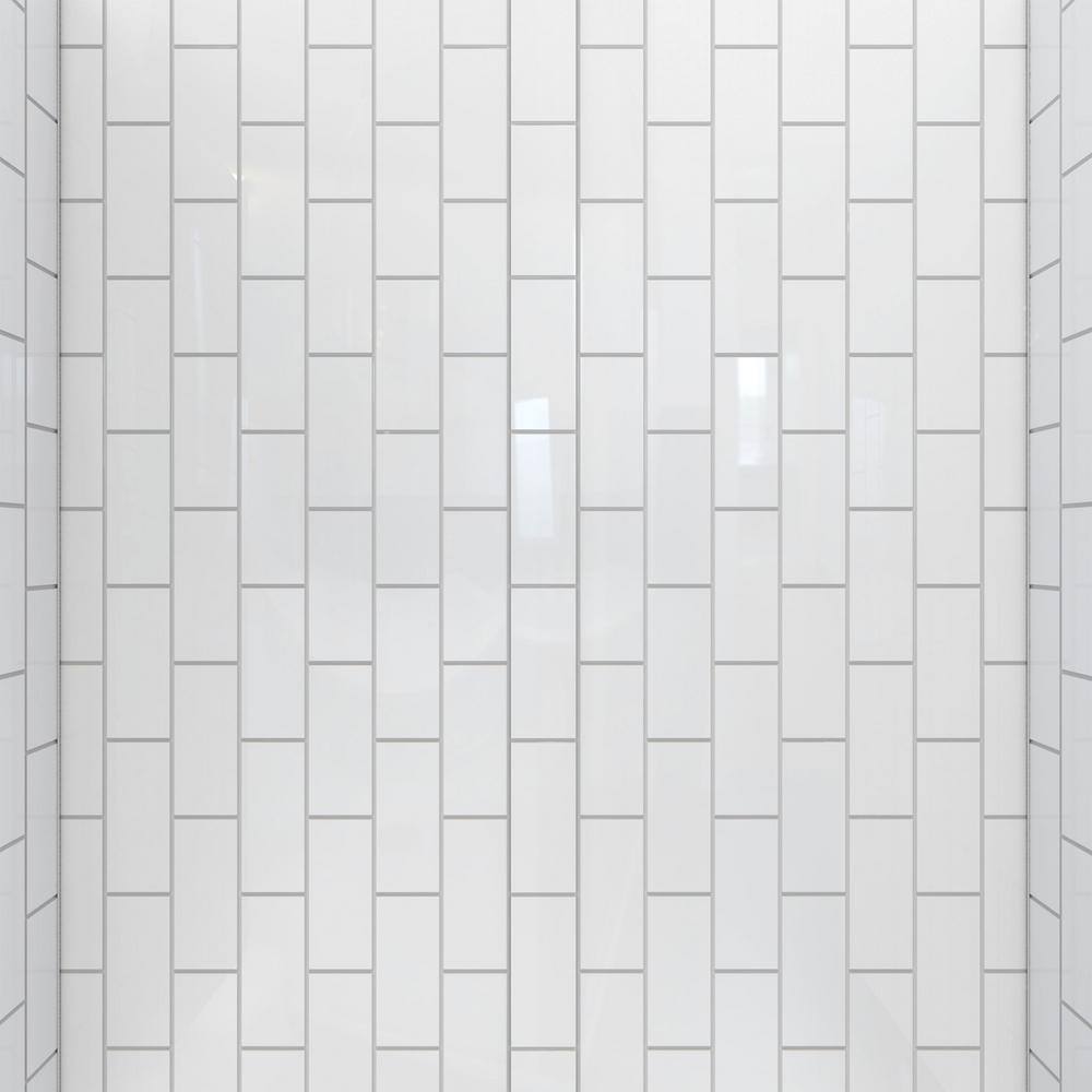 White Acrylic Corner Backwall Shower Kit