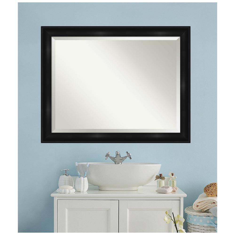 Grand Black Beveled Frame Rectangular Bathroom Vanity Mirror