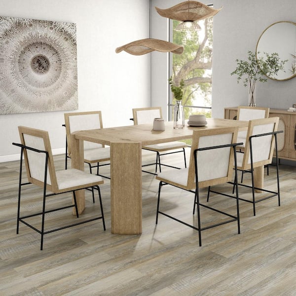 Furniture of America Ashford 7-Piece Rectangle Oak Modern Farmhouse Wood Top Dining Room Set