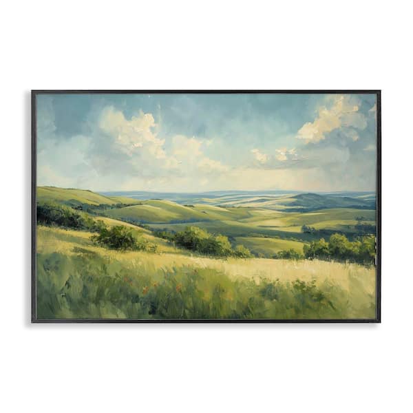 Stupell Industries Rolling Emerald Horizon by Gina Kelly Black Framed Nature Giclee Art Print 16 in. x 24 in.