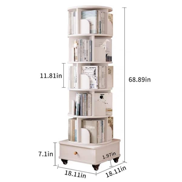 Noble House Colby Rotating 69 in. Tall White MDF 6-Shelf Corner