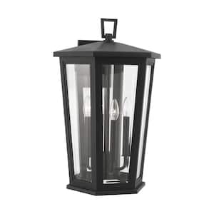 Witley Extra Large Textured Black StoneStrong Outdoor Wall Lantern with Clear Beveled Glass