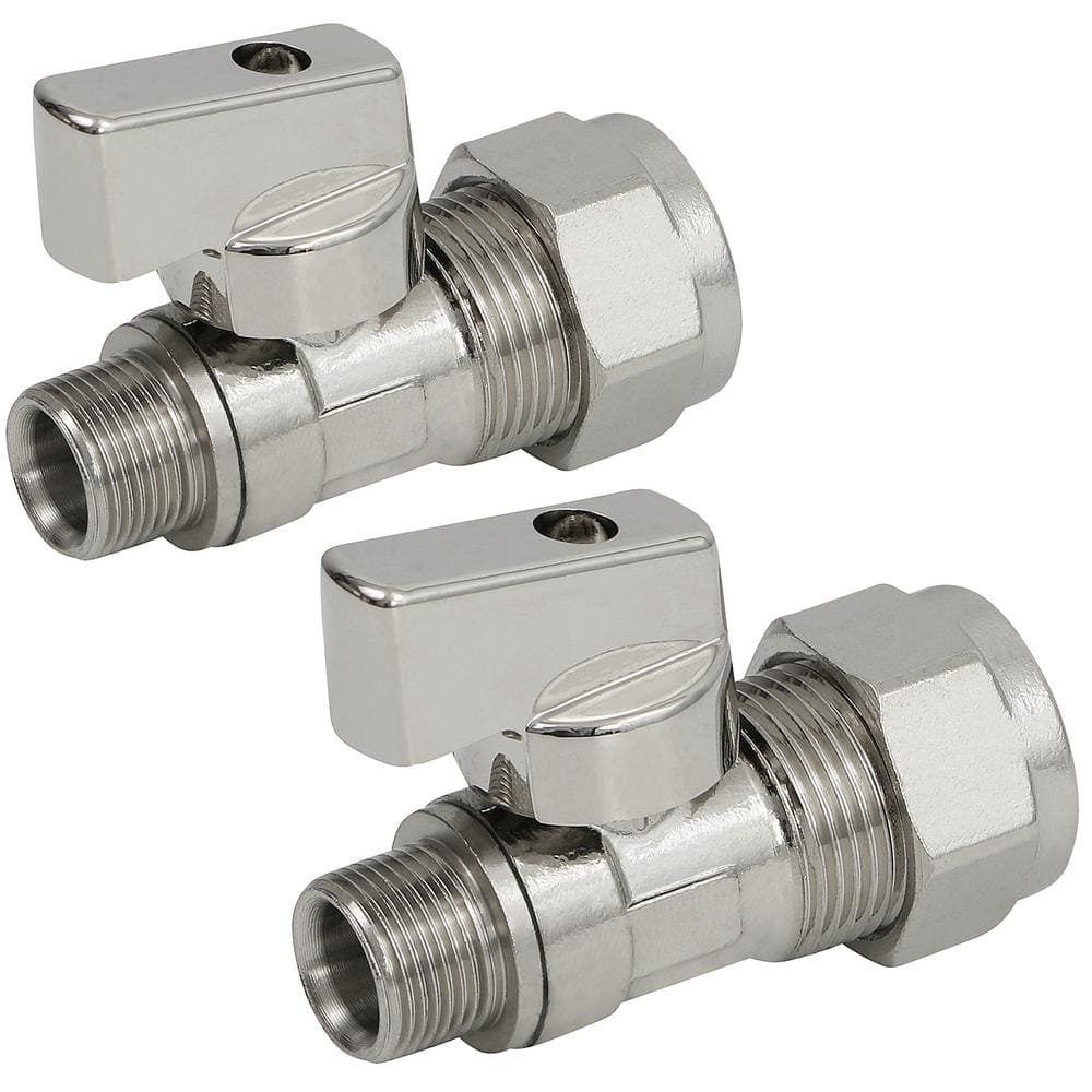 5/8 in. COMP x 3/8 in. OD COMP Quarter Turn Straight Compact Supply Stop Valve Lead Free Chrome Plated Brass (2-Pack) price history on PriceWatchPro