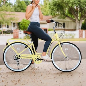 26 in. Aluminum Bike with 7-Speed in Yellow for Ladys