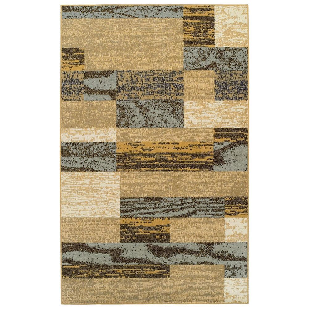 Yellow Polypropylene 4 ft. x 6 ft. Striped Indoor Area Rug