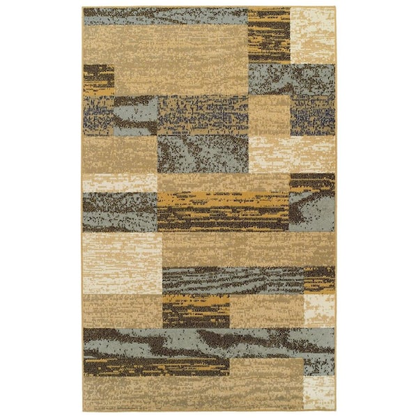 Unbranded Yellow Polypropylene 4 ft. x 6 ft. Striped Indoor Area Rug