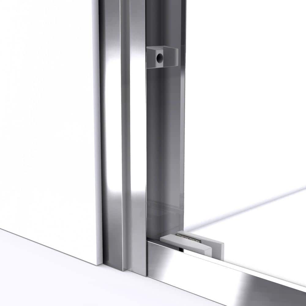 Duet 60" Frameless Clear Glass Sliding Shower Door with Brushed Nickel Finish
