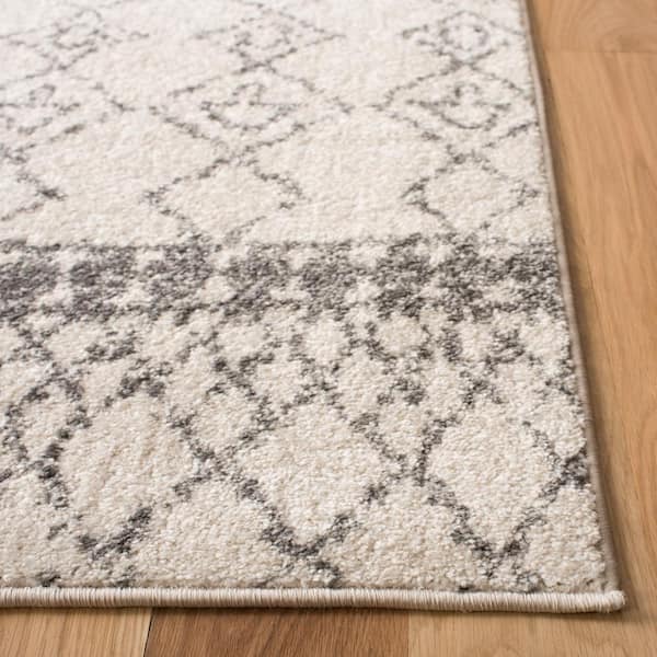 Misty Gray Diamond Skid-Resistant Carpet Runners Durable