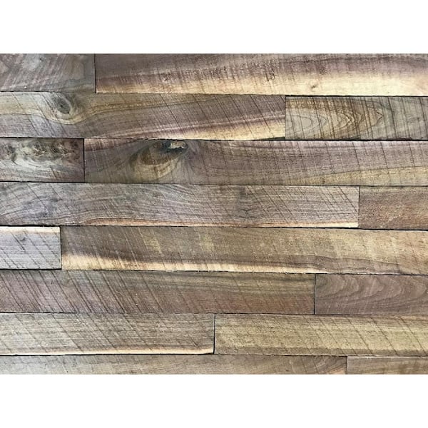 Unbranded Shiplap Plank 0.5 in. H x 3.5 in. W x 1 ft. - 3 ft. L Walnut Wood Wall Planks (20 sq. ft. / case)