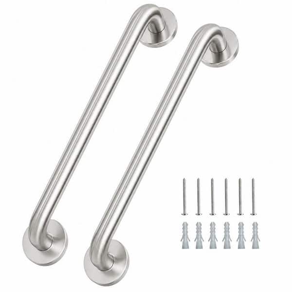 2 Pack 16 in. Grab Bars, 304 Stainless Steel Brushed Nickel Shower Safety Handrail, 500 lb. Load Bearing Support Bar