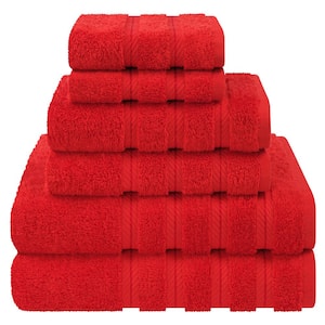 Red 6-Piece Turkish Cotton Towel Set