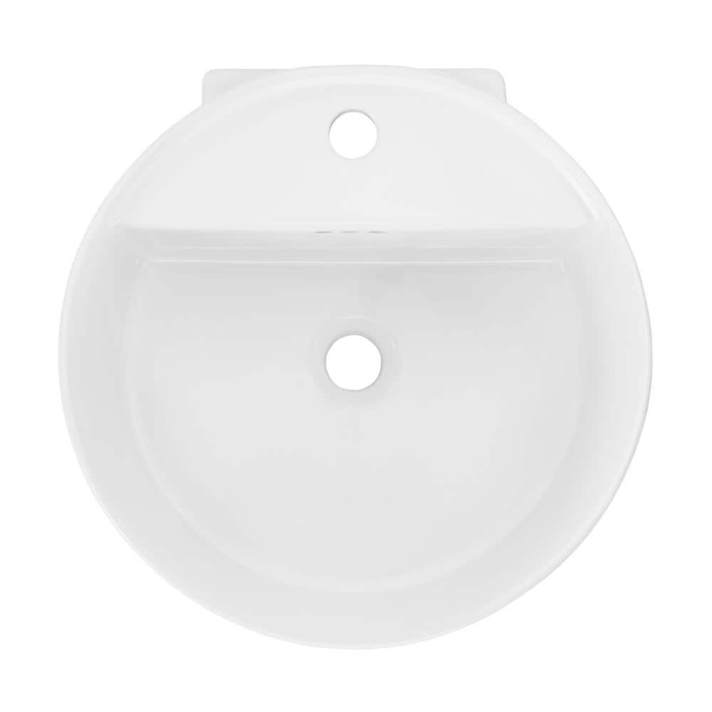Monaco White Ceramic Round Wall-Mount Bathroom Sink
